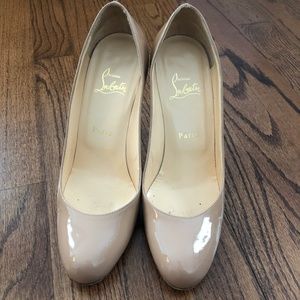 Nude Christian Louboutin Simple Patent Pumps